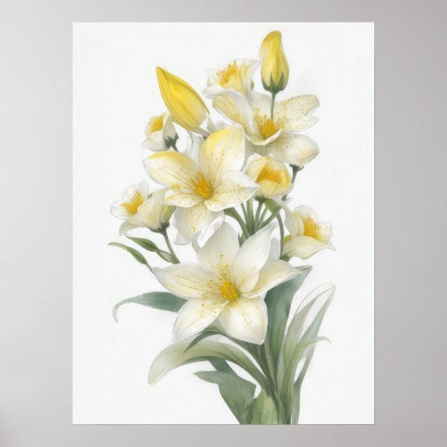 Yellow Lily Flowers Poster (Front)