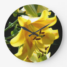 Yellow Lily Flowers wall clocks Lilies Floral gift