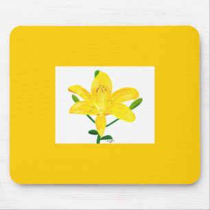 Yellow Lily Green Leaves Custom Mousepads