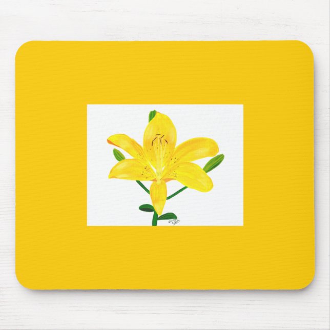 Yellow Lily Green Leaves Custom Mousepads (Front)