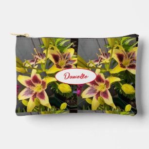 Yellow Lily Lilies Flower Girls Name Accessory Pouch