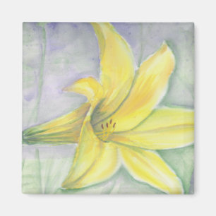 Yellow Lily Painting in Acrylic Magnet
