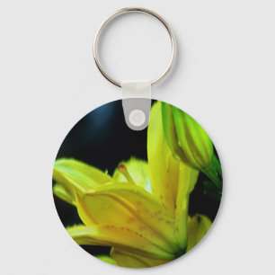 Yellow Lily with Wind Effect by Shirley Taylor Key Ring