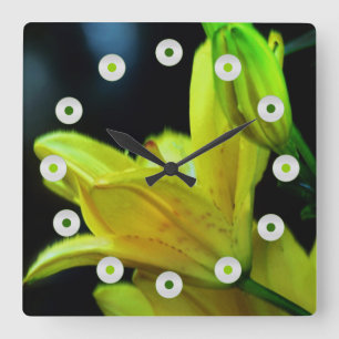 Yellow Lily with Wind Effect by Shirley Taylor Square Wall Clock