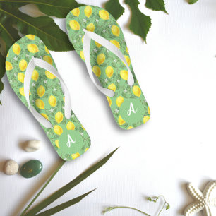 Yellow lime citrus pattern name green  jandals