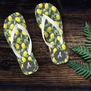 Yellow lime citrus pattern name grey jandals