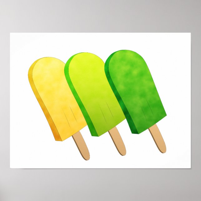 Yellow, Lime Green, and Green Ice Pops Poster (Front)