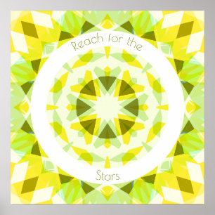 Yellow Lime Green Reach for the Stars Motivational Poster