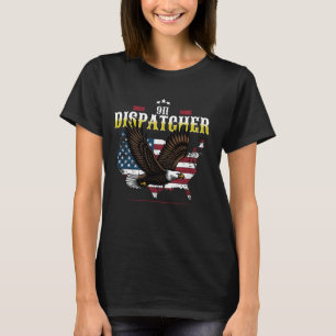 Yellow Line 911 Dispatcher Eagle American Flag Eme T-Shirt