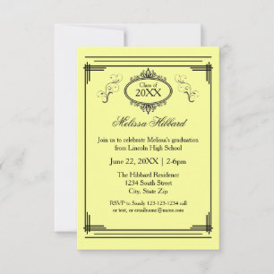 Yellow Lined Frame - 3x5 Graduation Announcement