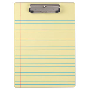 Yellow Lined Notebook Paper Clipboard