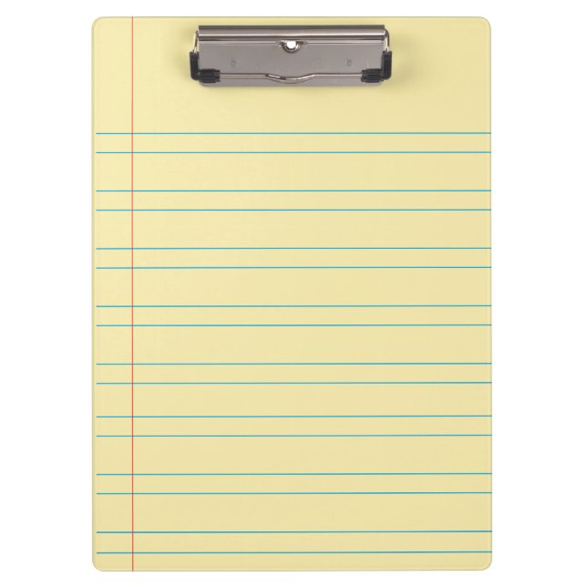 Yellow Lined Notebook Paper Clipboard (Front)