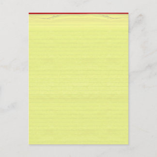 Yellow Lined School Paper Background Postcard