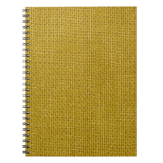 Yellow linen texture closeup photo background. notebook (Front)