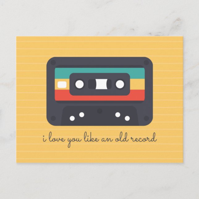 Yellow Lines Cassette Love Postcard (Front)