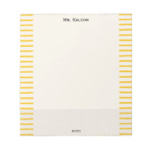 Yellow Lines Elegant Frame Teacher Notepad