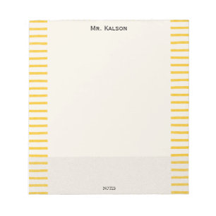 Yellow Lines Elegant Frame Teacher Notepad