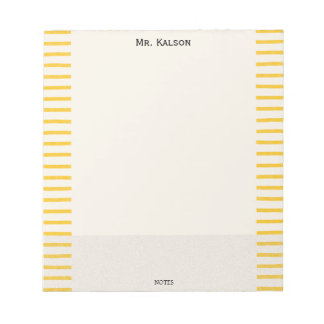 Yellow Lines Elegant Frame Teacher Notepad