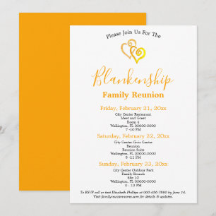 Yellow Linked Hearts 3-Day Family Reunion Invitation