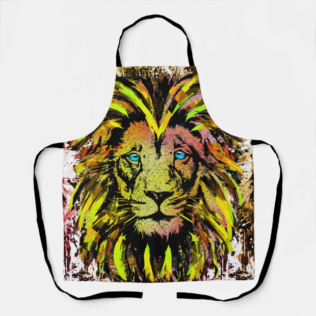 Yellow Lion Head Apron - Lion Face Apron (Front)