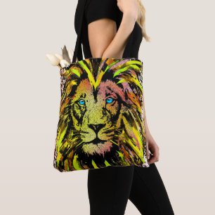 Yellow Lion Head Tote Bag - Lion Face Tote Bag