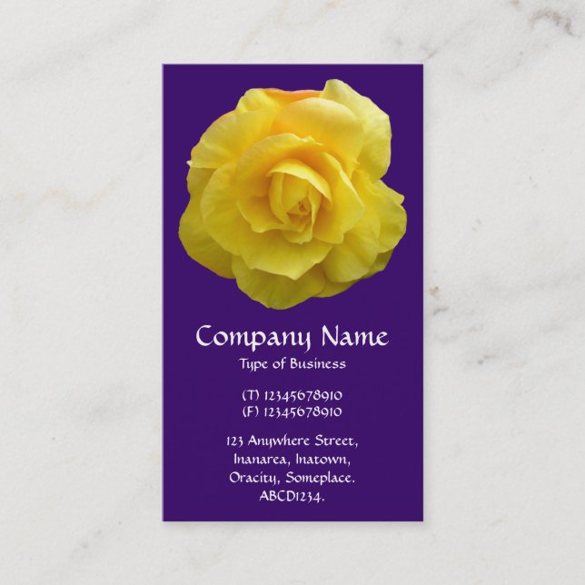 Yellow Lisianthus - Deep Purple Business Card (Front)