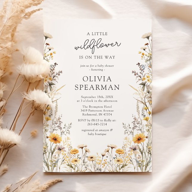 Yellow Little Wildflower Baby Shower Invitation (Creator Uploaded)