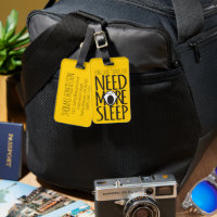 Yellow long haul traveller more sleep luggage tag