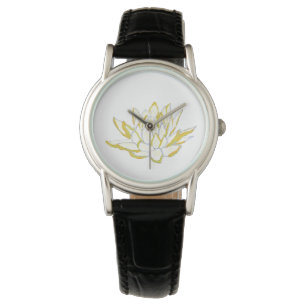 Yellow lotus flower Boho accessories women Watch