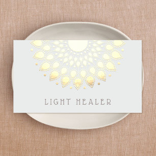 Yellow Lotus Flower Mandala Energy Healer, Yoga Business Card