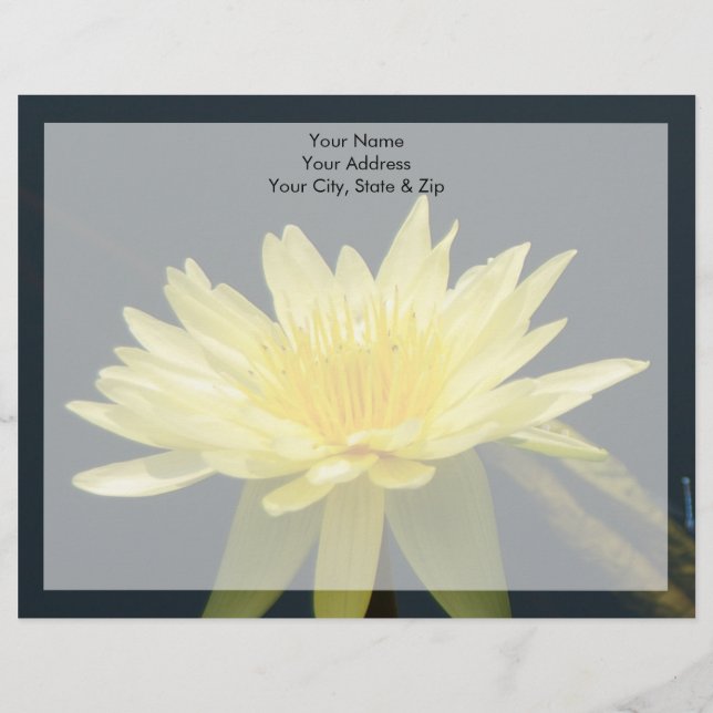 Yellow Lotus Waterlily Flower Customized Letterhead (Front)
