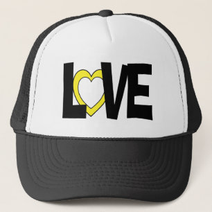 Yellow love heart word wedding hat