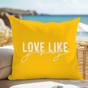 Yellow Love like Jesus Christian Throw Pillow