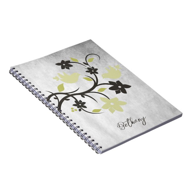 Yellow Lovebirds Personalised Notebook (Right Side)