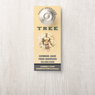 *~*  Yellow Lumber Jack TREE Tree Services QR Door Hanger