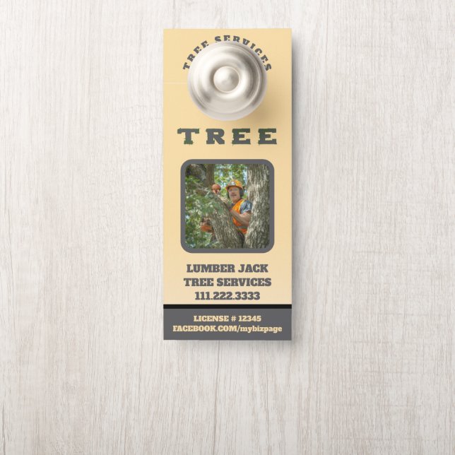 *~* Yellow Lumber QR Jack TREE Tree Services Door Door Hanger (On Knob)