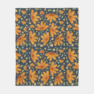 Yellow Luxe Florals Fleece Blanket