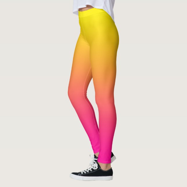 Yellow Magenta Rose Gradient Leggings (Left)