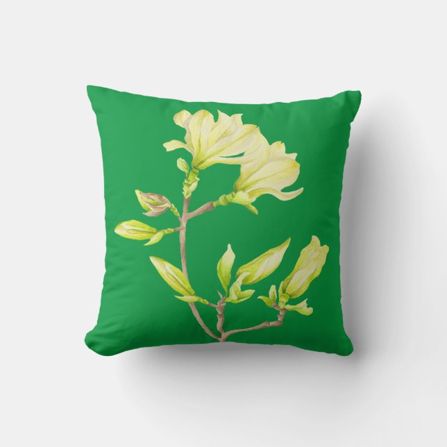 Yellow Magnolias on a Square Pillow (Front)