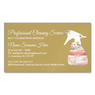 Yellow Maid Spray Flower Glamour Cleaning Magnetic Business Card