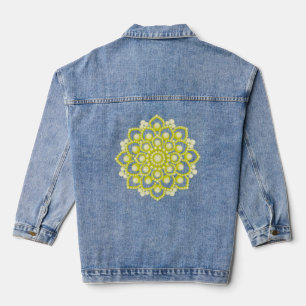 Yellow Mandala Flower Denim Jacket