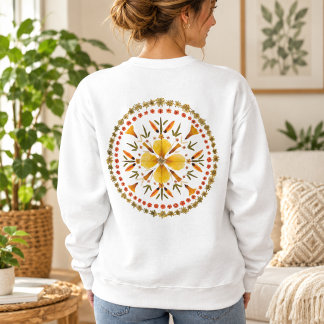 Yellow Mandala Pressed Flower From Original Art Sweatshirt
