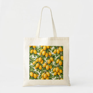 Yellow Mango Tropical Botanical Pattern Tote Bag