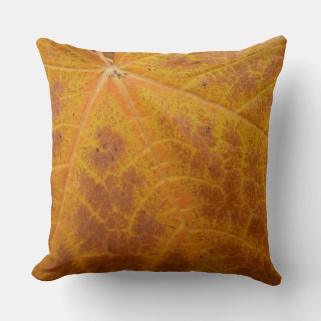 Yellow Maple Leaf Autumn Abstract Nature Cushion (Front)