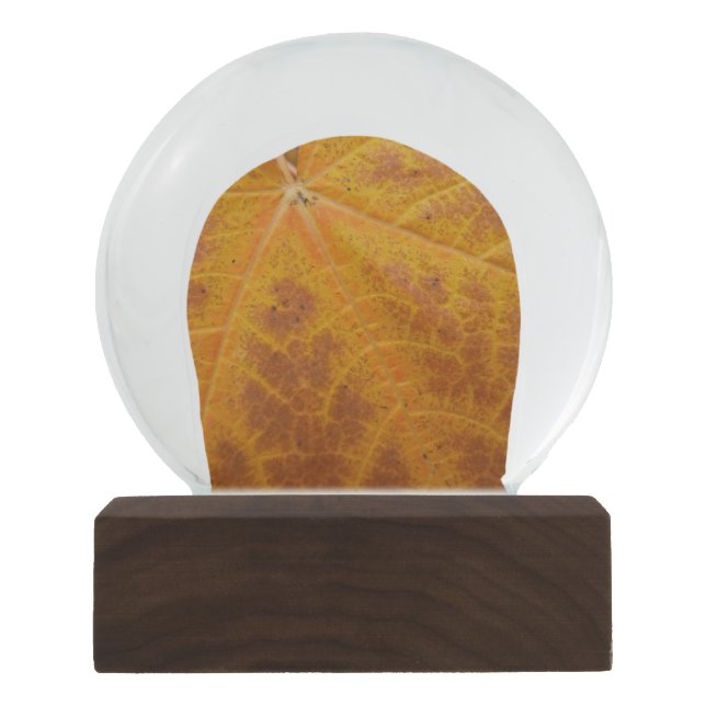 Yellow Maple Leaf Autumn Abstract Nature Snow Globe (Front)