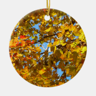 Yellow Maple Leaves and Blue Sky Ceramic Tree Decoration