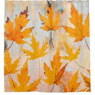 YELLOW MAPLE LEAVES SHOWER CURTAIN