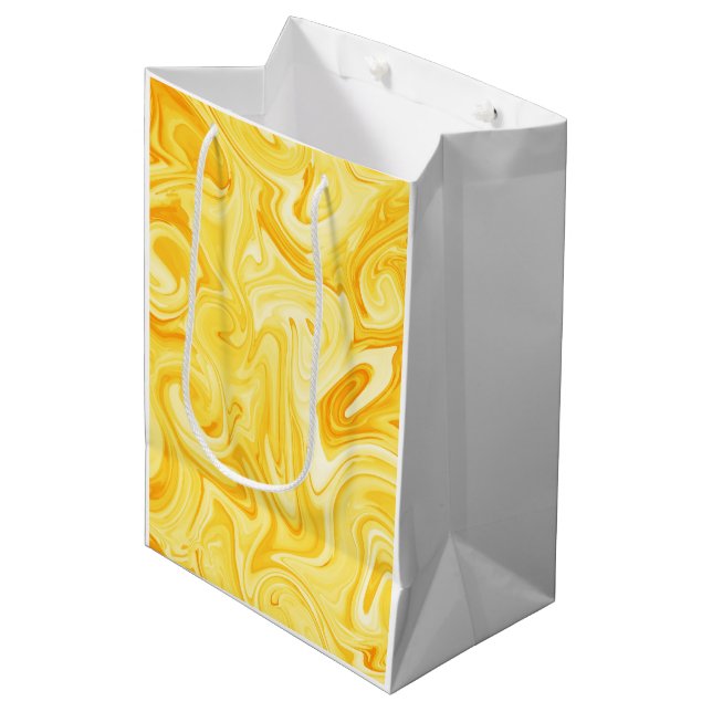 Yellow Marbelized Paint Art Modern Hanukkah  Medium Gift Bag (Front Angled)