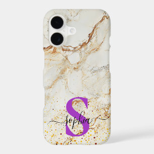 yellow marble chic gold glitter monogram