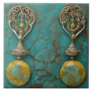 Yellow Marble Metal Art Sculptured Tile
